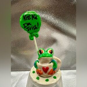 Frog Figurine with Green Balloon